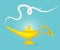 Golden magic lamp design vector