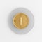 Golden magnetic compass icon. 3d rendering gray round key button, interface ui ux element