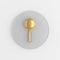 Golden magnifier icon in cartoon style. 3d rendering gray round button key, interface ui ux element