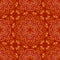 Golden mandala seamless pattern on red background.