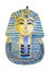 Golden mask of Egyptian pharaoh hand drawn. Tutankhamun Pharaoh of Ancient Egypt watercolor Illustration