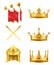 Golden Medieval Symbols Realistic Vector Icons Set