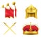 Golden Medieval Symbols Realistic Vector Icons Set