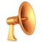Golden megaphone loudspeaker for news and alarm