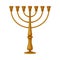 Golden Menora as Jewish Candelabrum for Eight-day Festival of Hanukka Vector Illustration