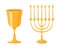 Golden menorah with candles hebrew religion tradition decoration flame and candelabrum hanukkah orthodox judaism