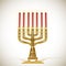 Golden menorah with seven candles