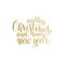 golden Merry Christmas and Happy New Year calligraphic hand lettering