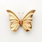 Golden Metal Butterfly 3d Logo On White Background
