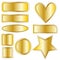 Golden metal buttons, heart and star