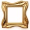 Golden metal frame of a curved curve of a fancy shape on a white background, color play and transitions,