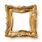 Golden metal frame of a curved curve of a fancy shape on a white background, color play and transitions,