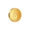 Golden metallic dollar coin.