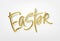 Golden metallic shiny typography Happy Easter. 3D realistic lettering for the design of flyers, brochures, leaflets