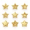 Golden metallic star realistic vector illustrations set