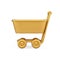 Golden metallic supermarket trolley internet shopping goods adding 3d icon realistic vector