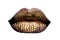 golden metallized female lips