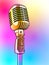 Golden microphone on a bright multi-colored background