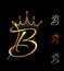 Golden Monogram Crown Initial Letter B