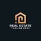 Golden monogram real estate logo vector residential realty apartment