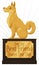 Golden Monument Honoring Best Friend for Humans in Dog Day, Vector Illustration