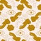 Golden moon, hands and gems in a seamless pattern design