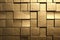 Golden mosaic background. Gold random decoration. Cubic backdrop. Geometric illustration of glossy square shapes. Architectural