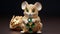 Golden Mouse Figurine With Emerald Inlay - Charming Realism And Exquisite Craftsmanship