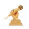 Golden Music Award Trophy in Shape of Hand with Microphone. 3d Rendering