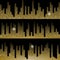 Golden music equalizer backgrounds set. Gold halftone vector sound waves. Vector illustration.