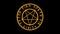 golden mystic pentagram in circle with runes - 25 fps - esoteric occult spiritual symbol - rotating, isolated on black background