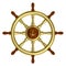 Golden nautical wheel isolated