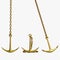 Golden navy anchors with chains