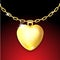 Golden necklace with glossy heart