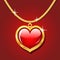 Golden necklace with ruby heart