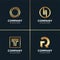 Golden new logo collection, letter, construction, business, finance, gold Premium Vector