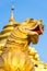 Golden novel lion in Wat Phra That Sri Jomthong in Chiangmai