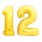 Golden number 12 made of inflatable balloon