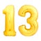 Golden number 13 made of inflatable balloon