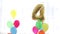 Golden number 4 four balloon white background