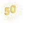 Golden number 50 fifty isolated on white background. Ideal fiftieth wedding anniversary or birthday. Glittery.