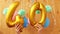 Golden numbers forty 40 - air balloons and colorful decorations