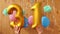 Golden numbers thirty one 31 - air balloons and colorful decorations