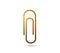 Golden office paper clip. Vector logo