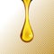 Golden oil drop isolated on white. Olive or fuel gold oil droplet concept. Liquid yellow sign