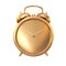 Golden old fashioned alarm clock on white background.