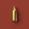 Golden opaque bottle or flask on a red background, 3D rendering