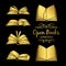 Golden open books icons