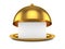 Golden opened cloche with paper template