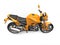 Golden orange cool sports motorcycle - top down side view